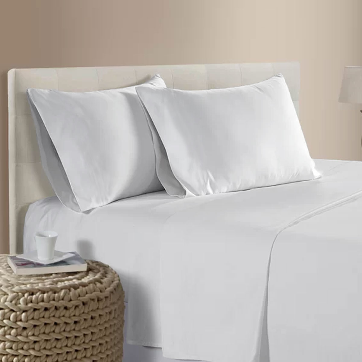 V442-ATX-SHEETS-400TCBAMBOO-WHITE-DS-202503241652-00 400TC Bamboo Cotton Sheet Set White Double - Image 1