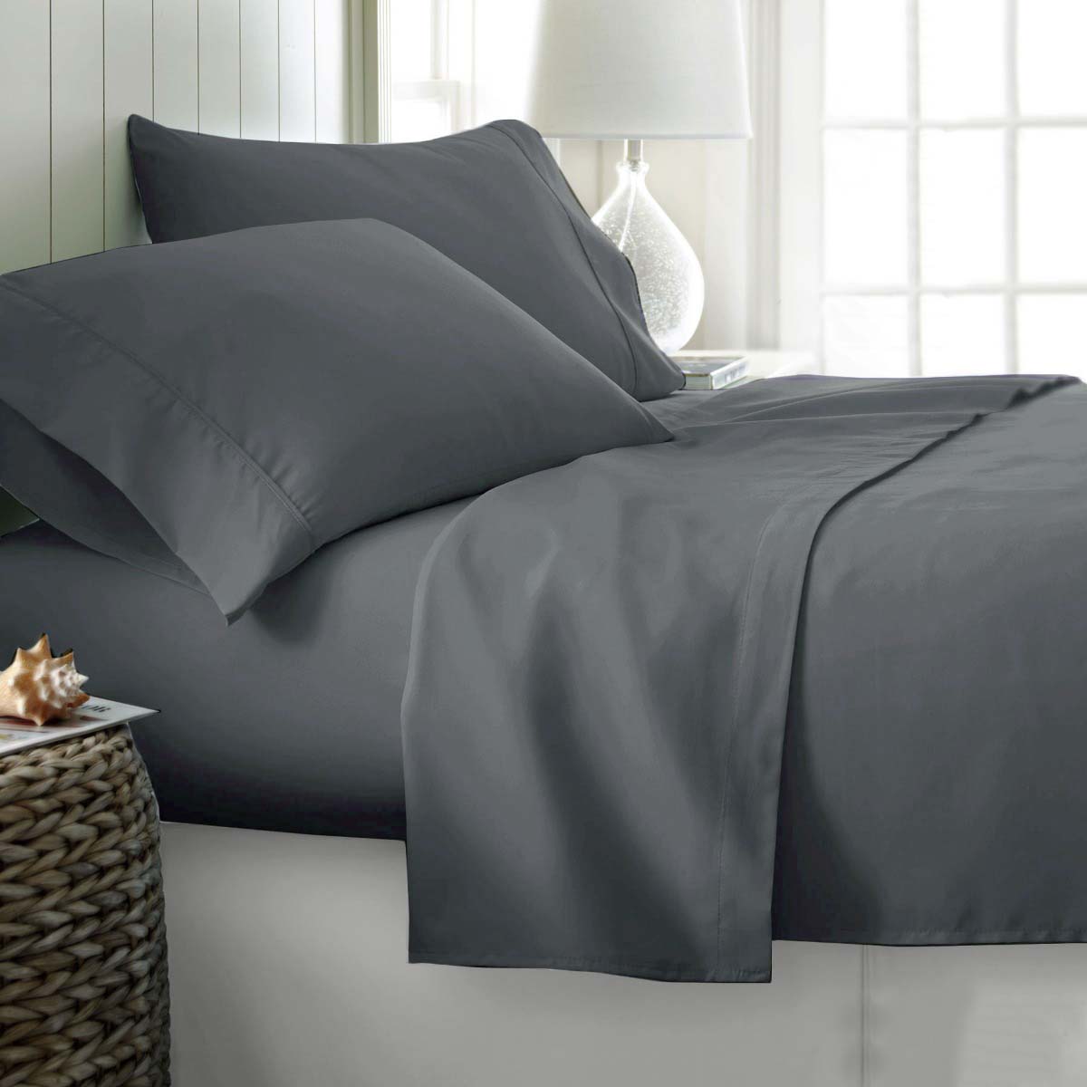 V442-ATX-SHEETS-400TCCOTTON-GREY-KI-79371-00 400TC Cotton Sateen Sheet Set King - Grey - Image 1