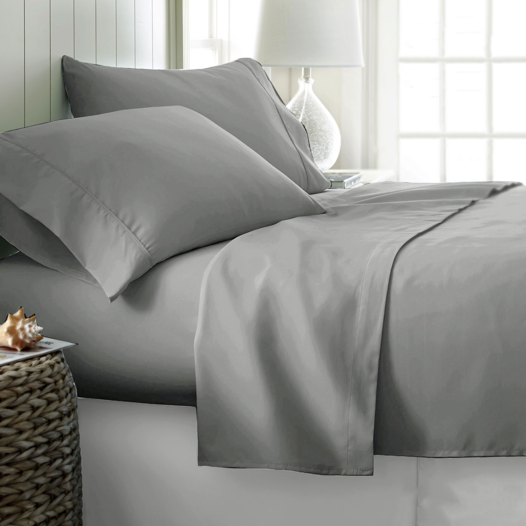 V442-ATX-SHEETS-400TCCOTTON-SILVER-KI-206141-00 400TC Cotton Sateen Sheet Set King Silver - Image 1