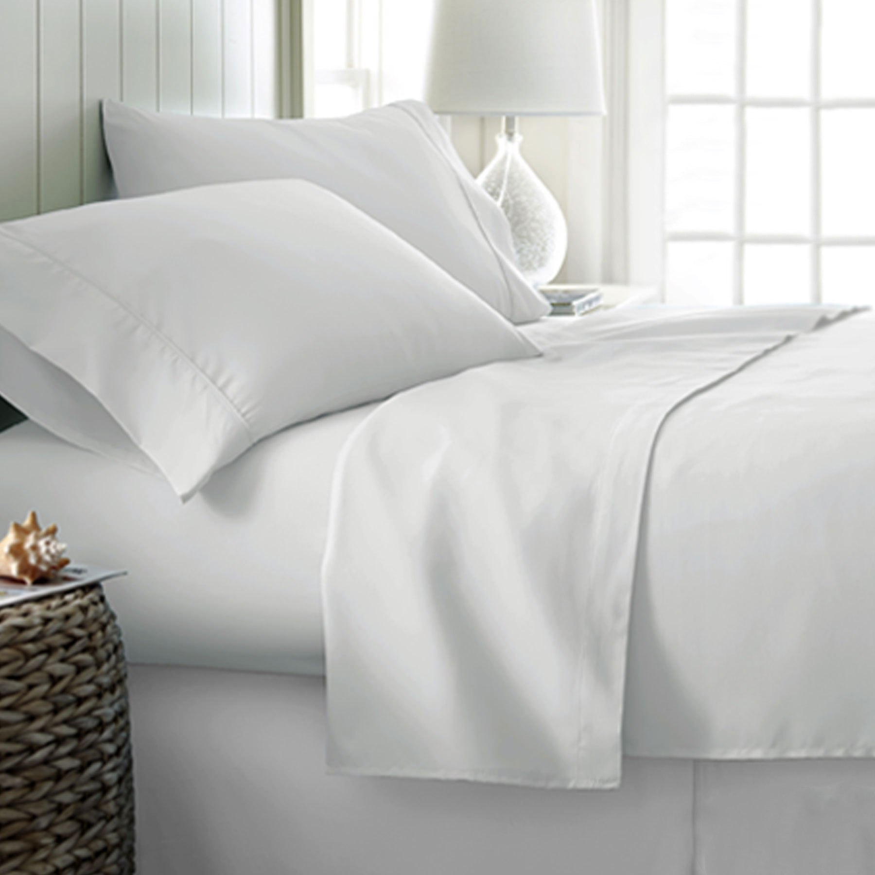V442-ATX-SHEETS-400TCCOTTON-WHITE-KI-79370-00 400TC Cotton Sateen Sheet Set King - White - Image 1