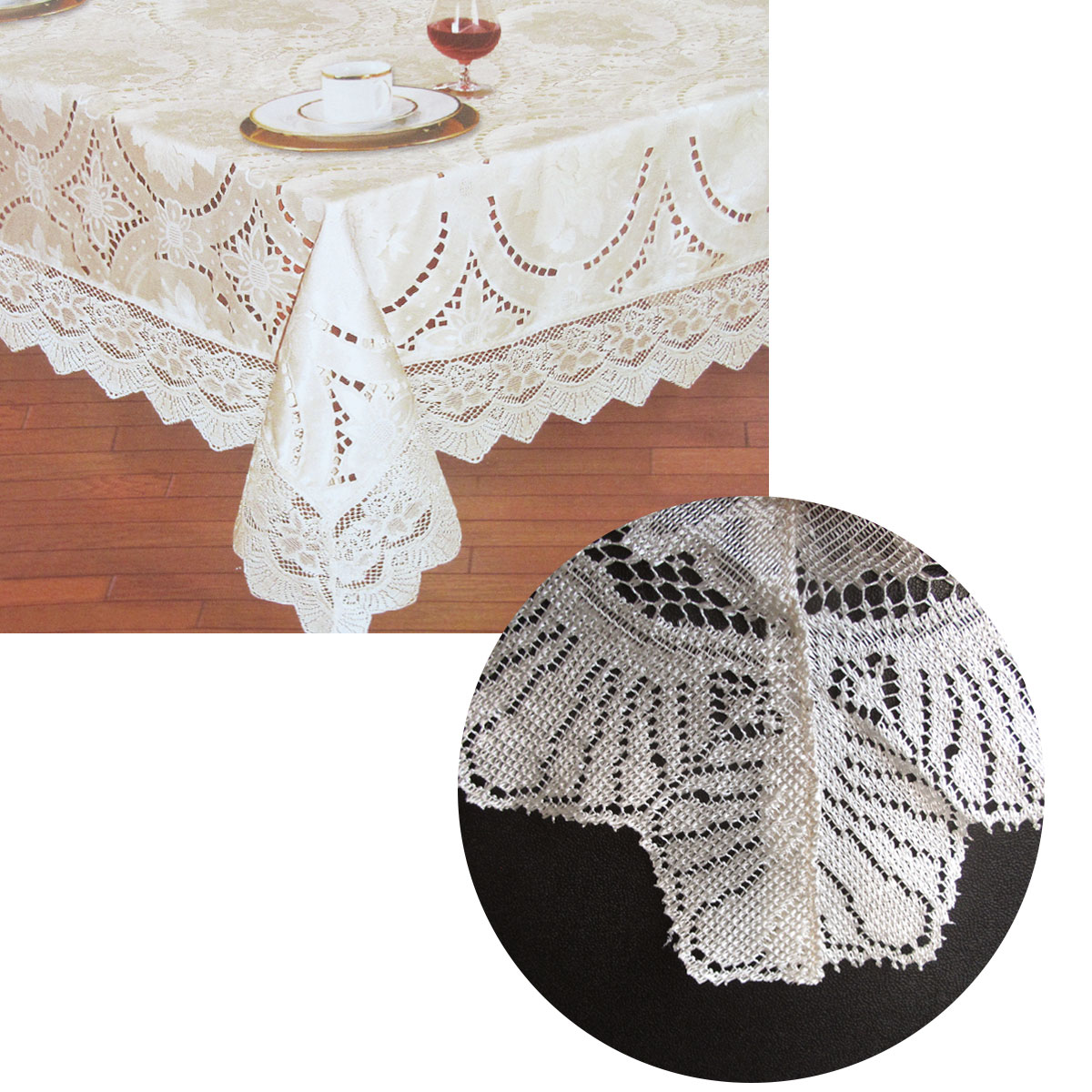 V442-ATX-TABLEC-LACESOPHIA-CREAM-RE-215397-00 Chapel Gate Sophia Cream Jacquard Cutwork Lace Tablecloth 180 x 270 cm - Image 1