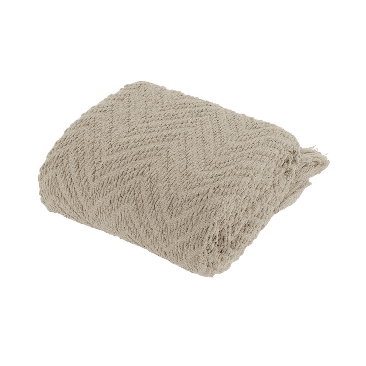 V442-ATX-THROW-EZRA-TAUPE-RE-79401-00 Ezra Taupe Knitted Throw Rug - Image 1