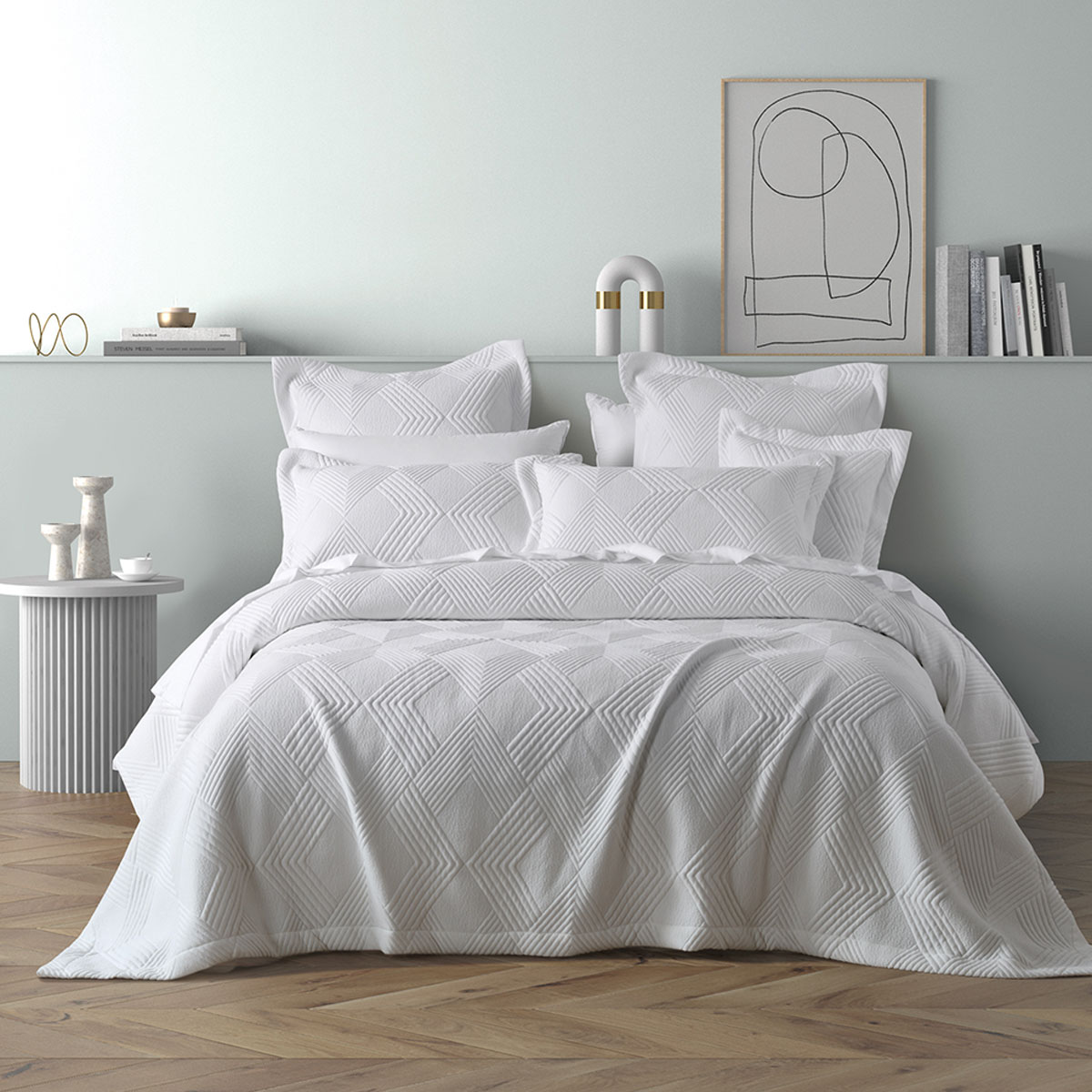 V442-BCA-COVERLETS-CASSIANO-WHITE-KI-202502260941-00 Bianca Cassiano White Polyester Jacquard Coverlet Set Queen/King - Image 1