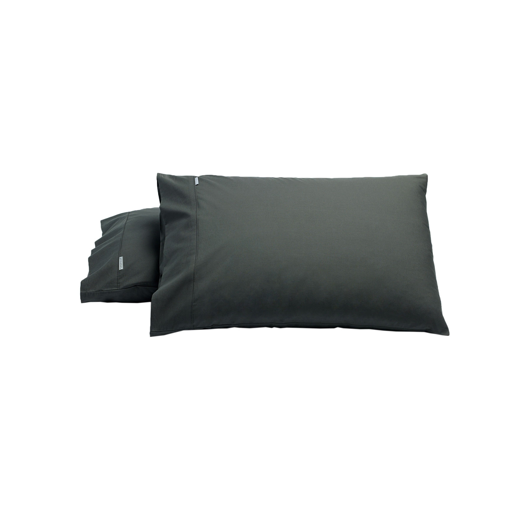 V442-BCA-PILLOWC-HESTON-CHARCOAL-ST-204570-00 Bianca Pair of Heston Cotton Percale Standard Pillowcases Charcoal - Image 1