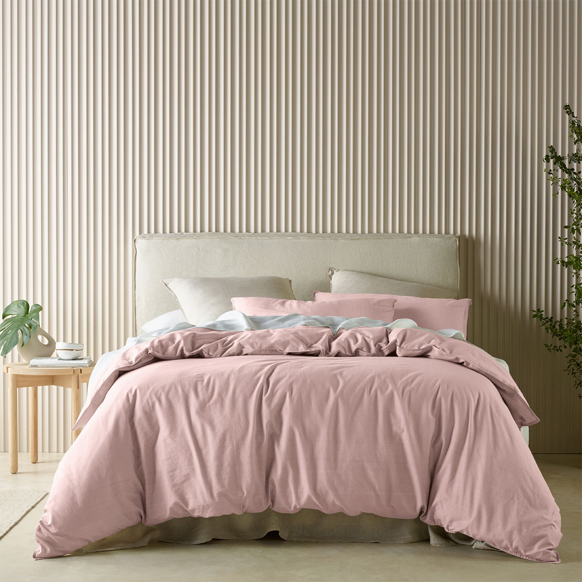 V442-BCA-QUILTCS-ACACIA-BLUSH-QS-202681-00 Bianca Acacia Blush Vintage Washed Cotton Quilt Cover Set Queen - Image 1