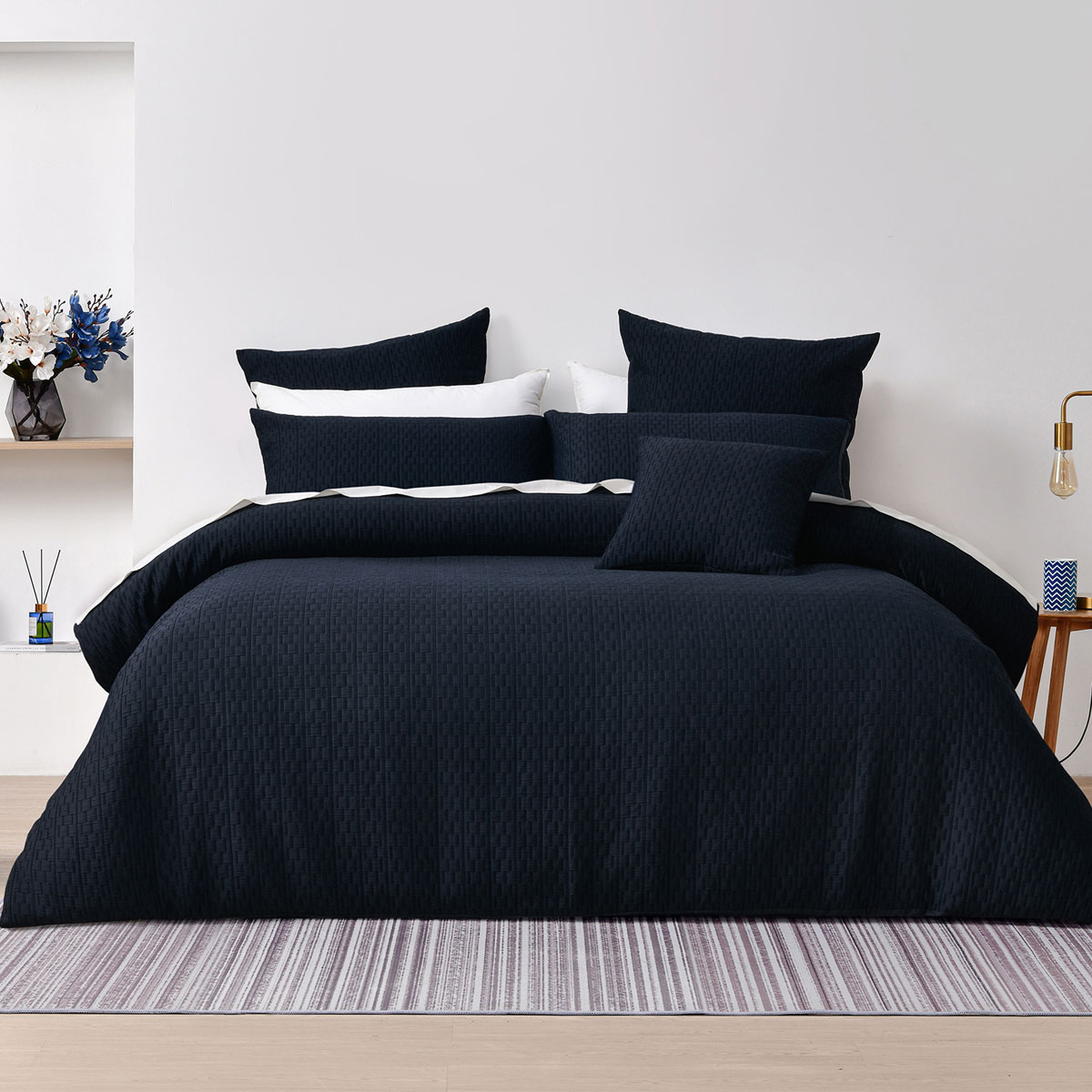 V442-BCA-QUILTCS-BURLEIGH-INK-KI-202505231020-00 Bianca Burleigh Ink Jacquard Quilt Cover Set King - Image 1