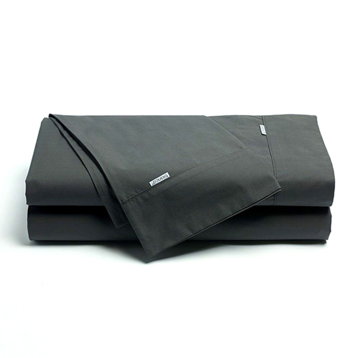V442-BCA-SHEETS-HESTON-CHARCOAL-DS-204556-00 Bianca Heston Cotton Percale Sheet Set Charcoal Double - Image 1