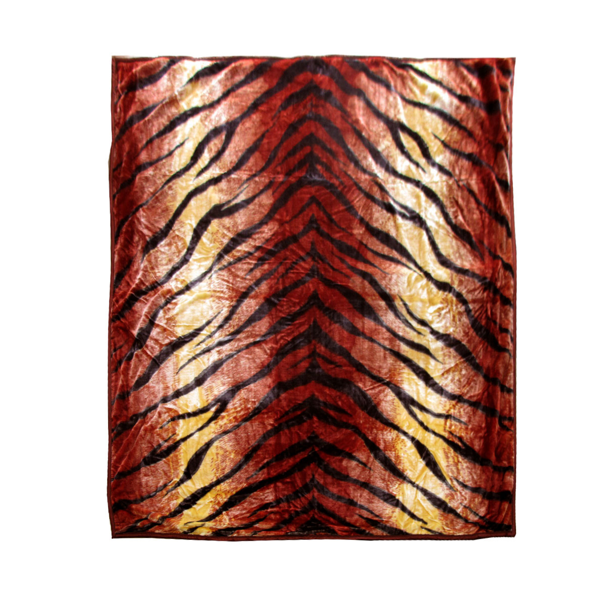 V442-BZO-BLANKET-675ANIMALTIGER-RED-QS-97831-00 675gsm 2 Ply Animal Print Faux Mink Blanket Queen 200x240 cm Tiger - Image 1