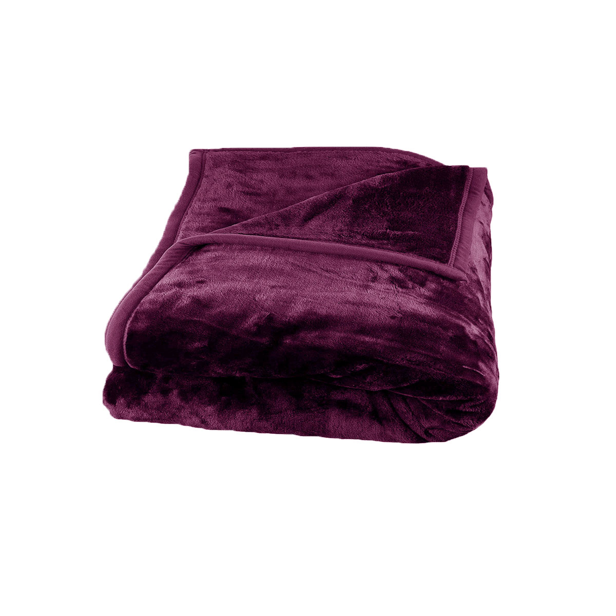 V442-BZO-BLANKET-675SOLID-PLUM-QS-97825-00 675gsm 2 Ply Solid Faux Mink Blanket Queen 200x240 cm Plum - Image 1