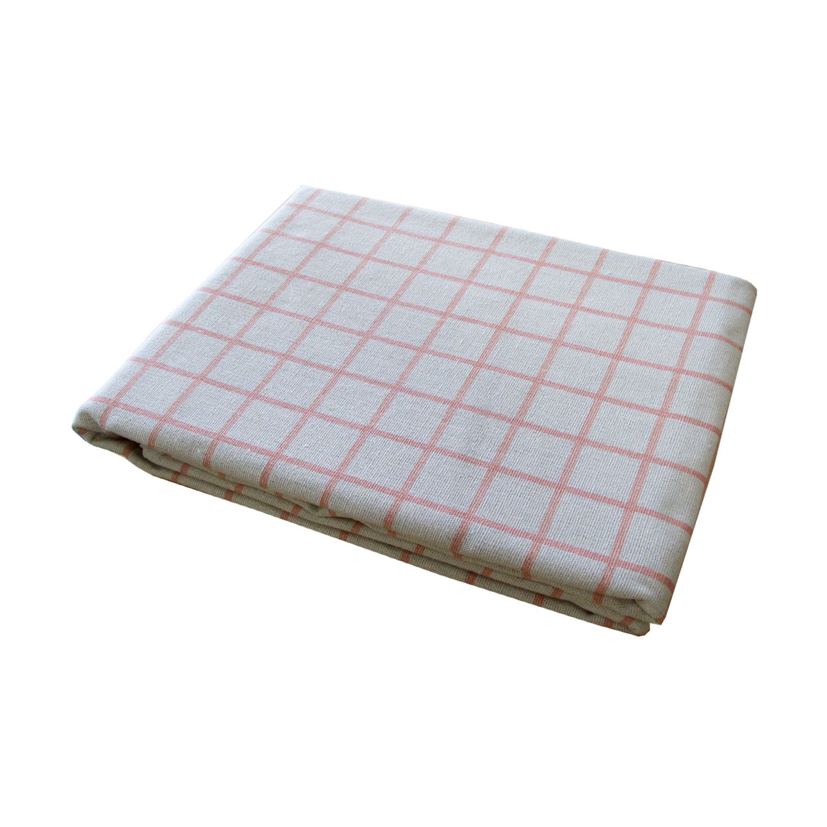 V442-BZO-TABLEC-GRIDCHECKS180-CORAL-RE-97893-00 Cotton Grid Checks Oblong Table Cloth Coral 130 x 180cm - Image 1