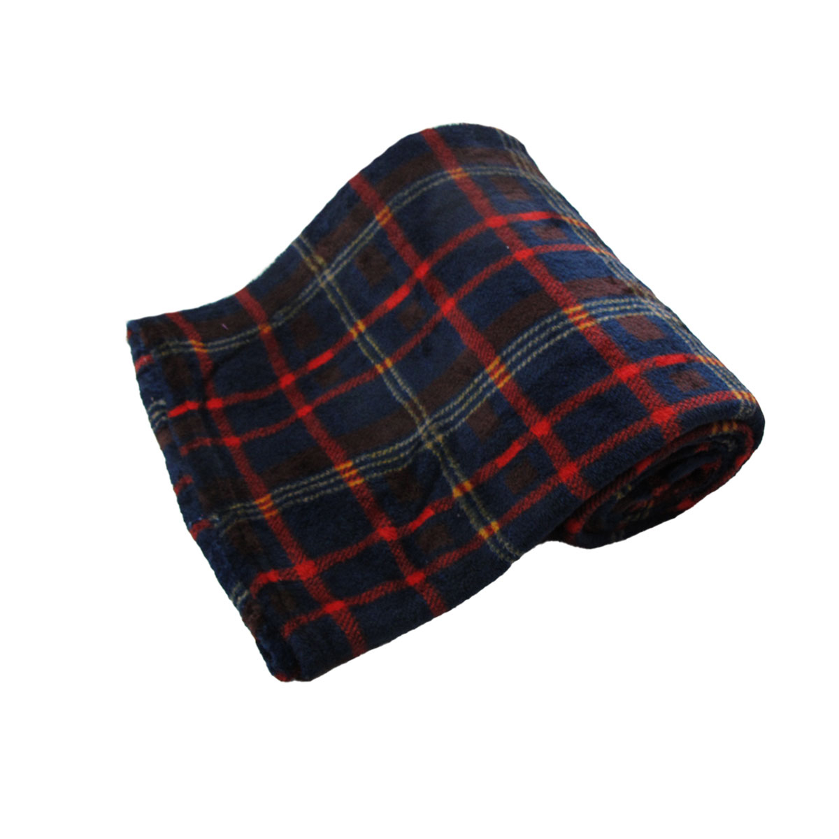 V442-BZO-THROW-CORALCHECKERED-NAVY-RE-97860-00 190GSM Fashion Printed Ultra Soft Coral Fleece Throw 127 x 152cm Checkered - Image 1