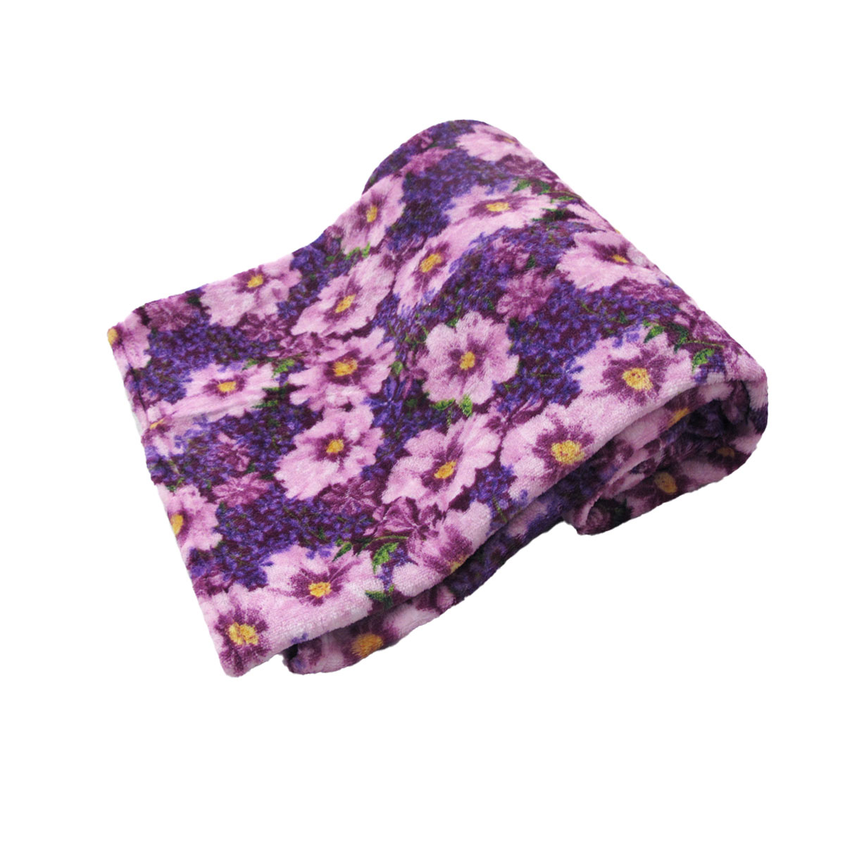 V442-BZO-THROW-CORALFLORAL-PURPLE-RE-97856-00 190GSM Fashion Printed Ultra Soft Coral Fleece Throw 127 x 152cm Floral Purple - Image 1