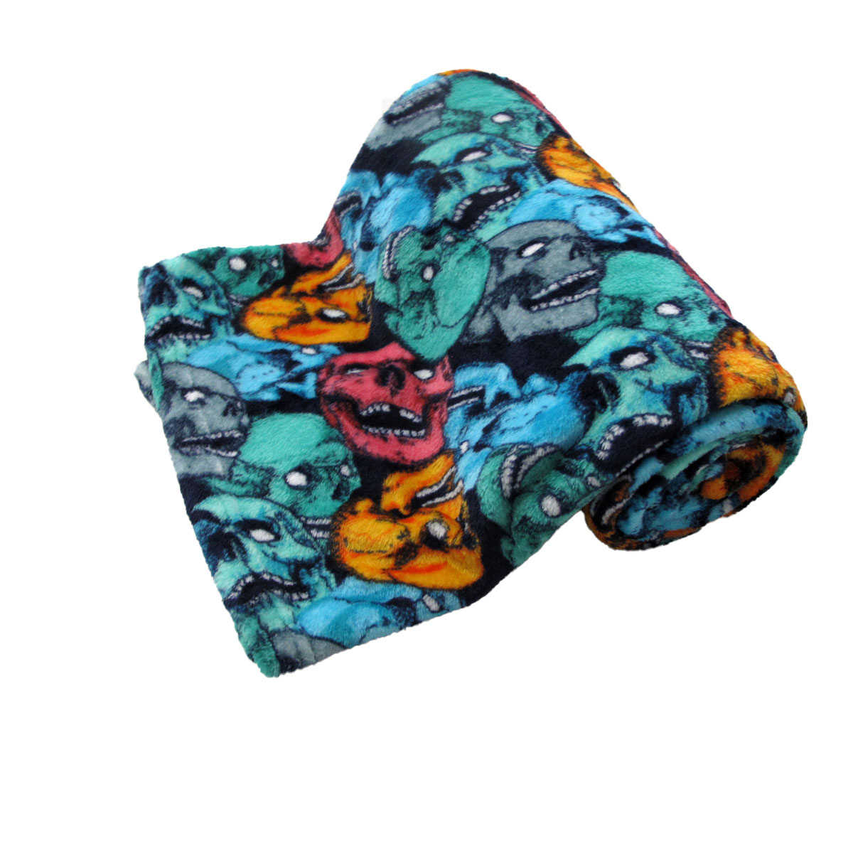 V442-BZO-THROW-CORALSCREAMINGSKULLS-MULTI-RE-97869-00 190GSM Boys Cool Ultra Soft Coral Fleece Throw 127 x 152cm Screaming Skulls - Image 1