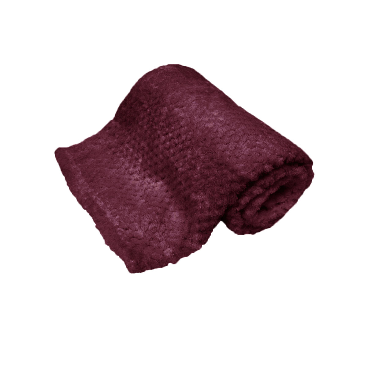 V442-BZO-THROW-POPCORN-PLUM-RE-97823-00 180GSM Soft Popcorn Coral Fleece Throw Rug 127 x 152cm Plum - Image 1