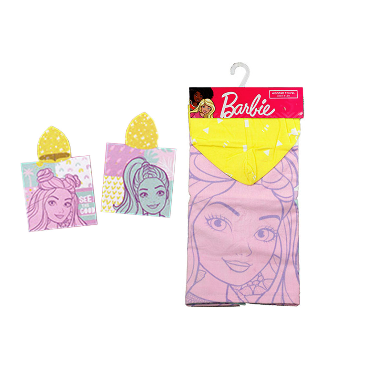 V442-CAP-TOWEL-HOODEDBARBIE6095-PINK-SH-98498-00 Caprice Barbie See the Good Cotton Hooded Licensed Towel 60 x 120 cm - Image 1