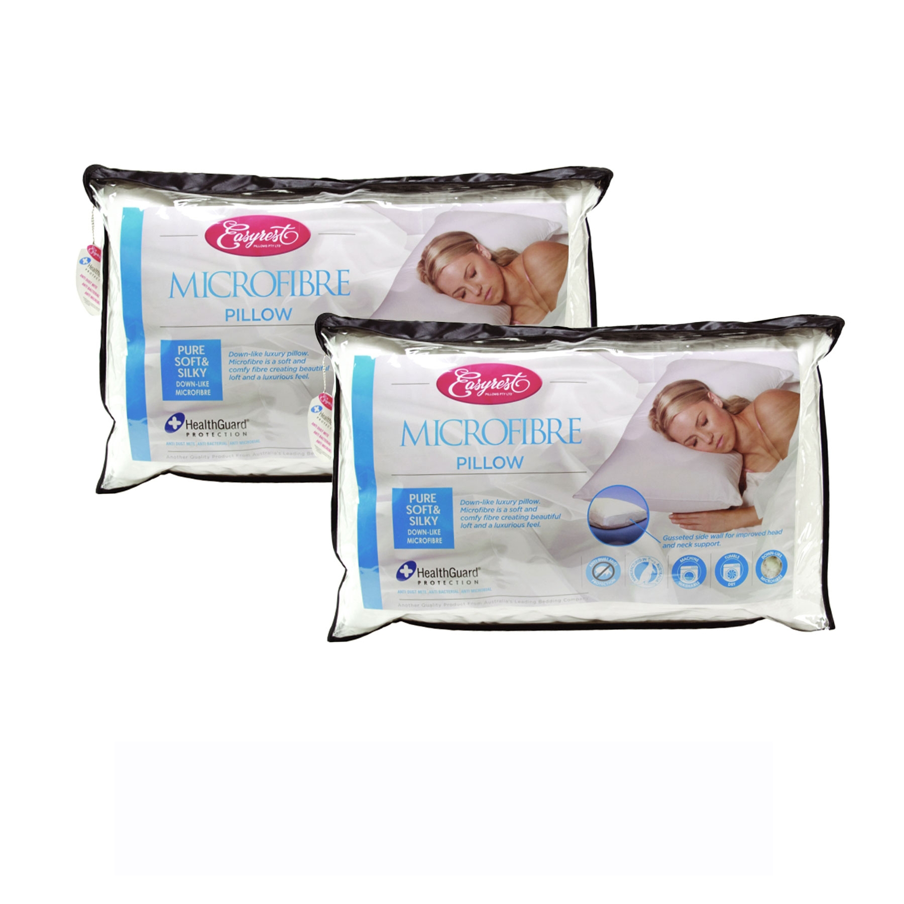 V442-ERT-PILLOW-TWOMICROFIBRE-WHITE-ST-78067-00 Easyrest Two Microfibre Standard Gusseted Pillows - Image 1
