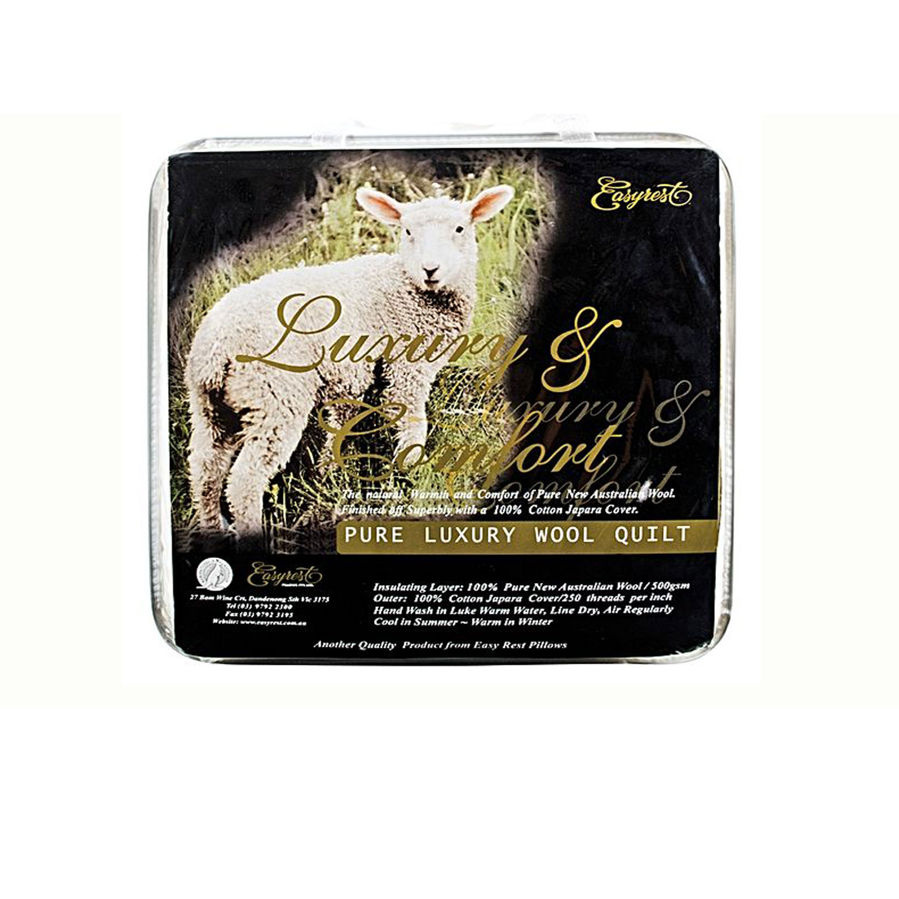 V442-ERT-QUILT-500GSMWOOL-WHITE-QS-78056-00 Easyrest 500GSM Winter Weight Australian Made Washable Wool Quilt Queen - Image 1