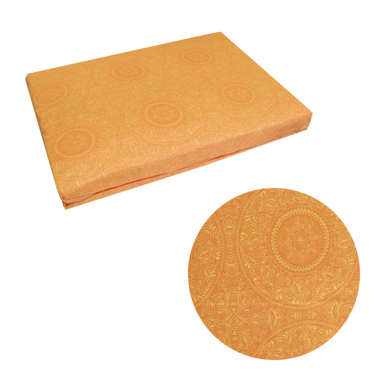 V442-GHT-FITTEDSS-BAZAAR-ORANGE-QS-104382-00 Bazaar Orange Cotton Fitted Combo Set Queen - Image 1