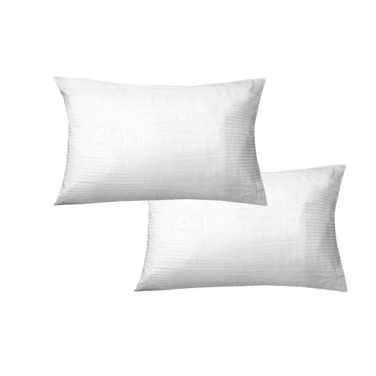 V442-GHT-PILLOWC-600TCNARROWSTRIPE-WHITE-ST-104318-00 600TC Pair of Narrow Self Striped Standard Pillowcases White - Image 1