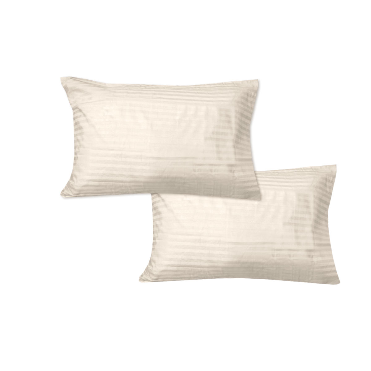 V442-GHT-PILLOWC-600TCWIDESTRIPE-IVORY-ST-104363-00 600TC Pair of Wide Self Striped Standard Pillowcases Ivory - Image 1