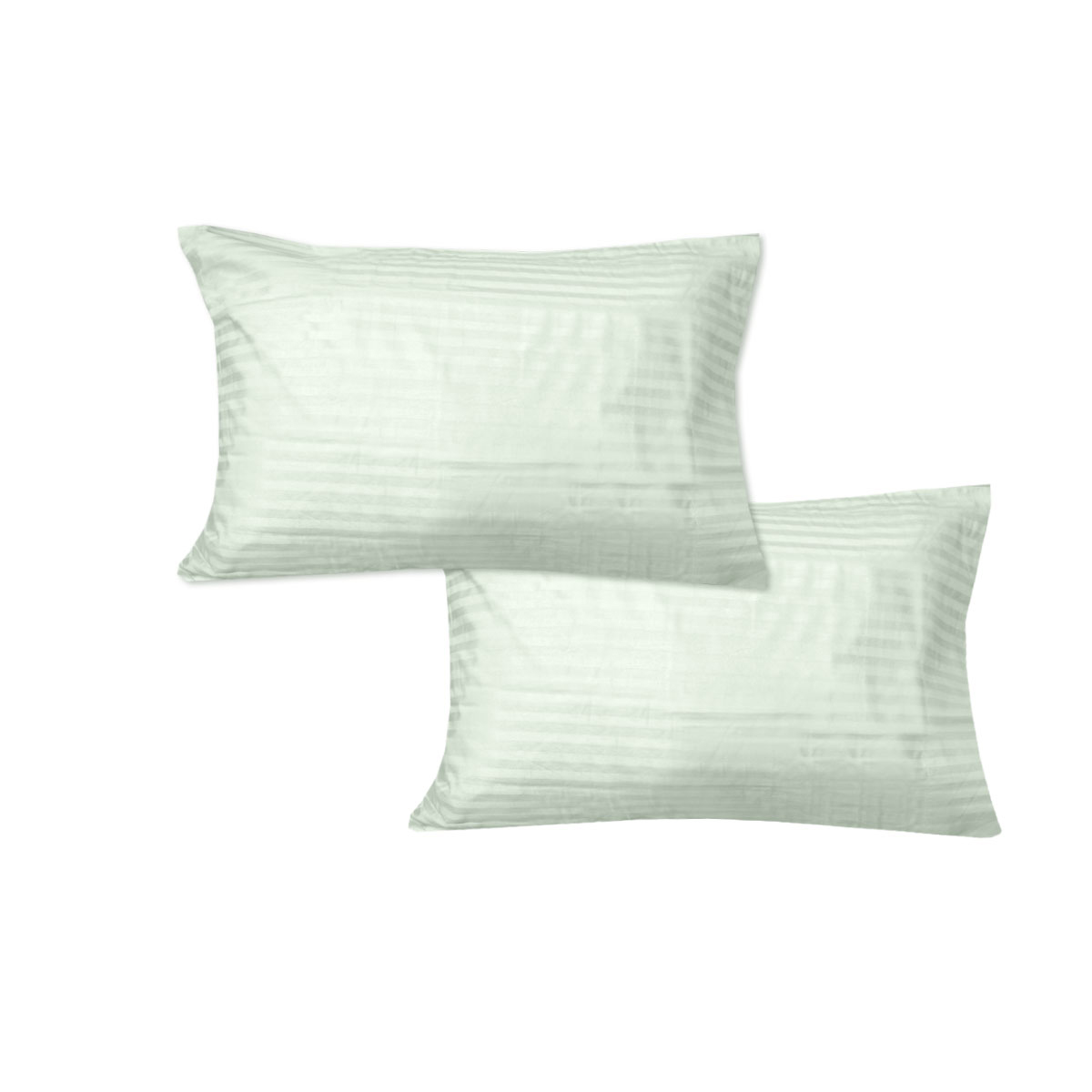 V442-GHT-PILLOWC-600TCWIDESTRIPE-TEA-ST-104365-00 600TC Pair of Wide Self Striped Standard Pillowcases Tea - Image 1