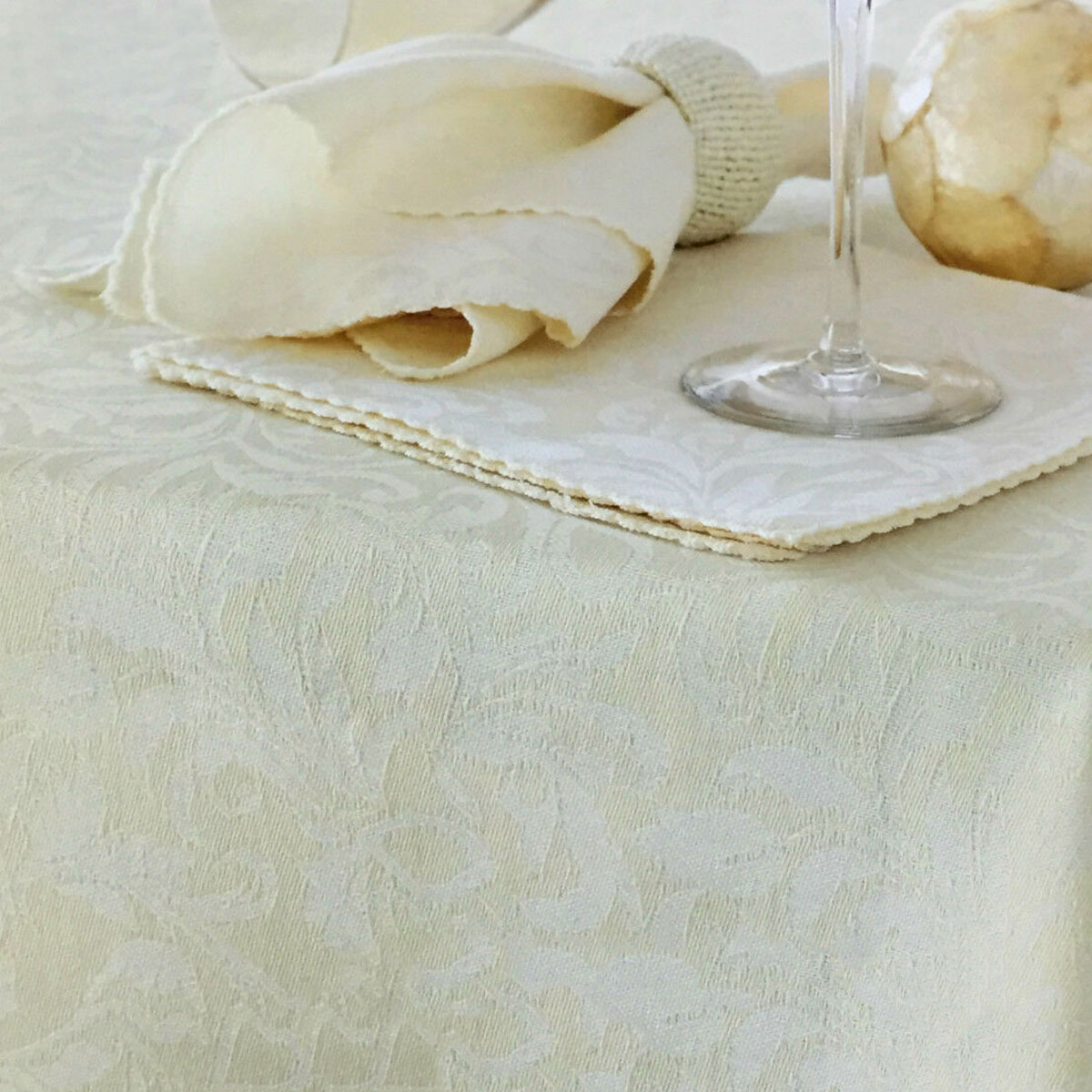 V442-GNA-TABLEC-DAMASKEMB-180SQ-IVORYWHISPER-141615-00 Damask Embossed Tablecloth 180 x 180 cm Ivory (aka Whisper White) - Image 1