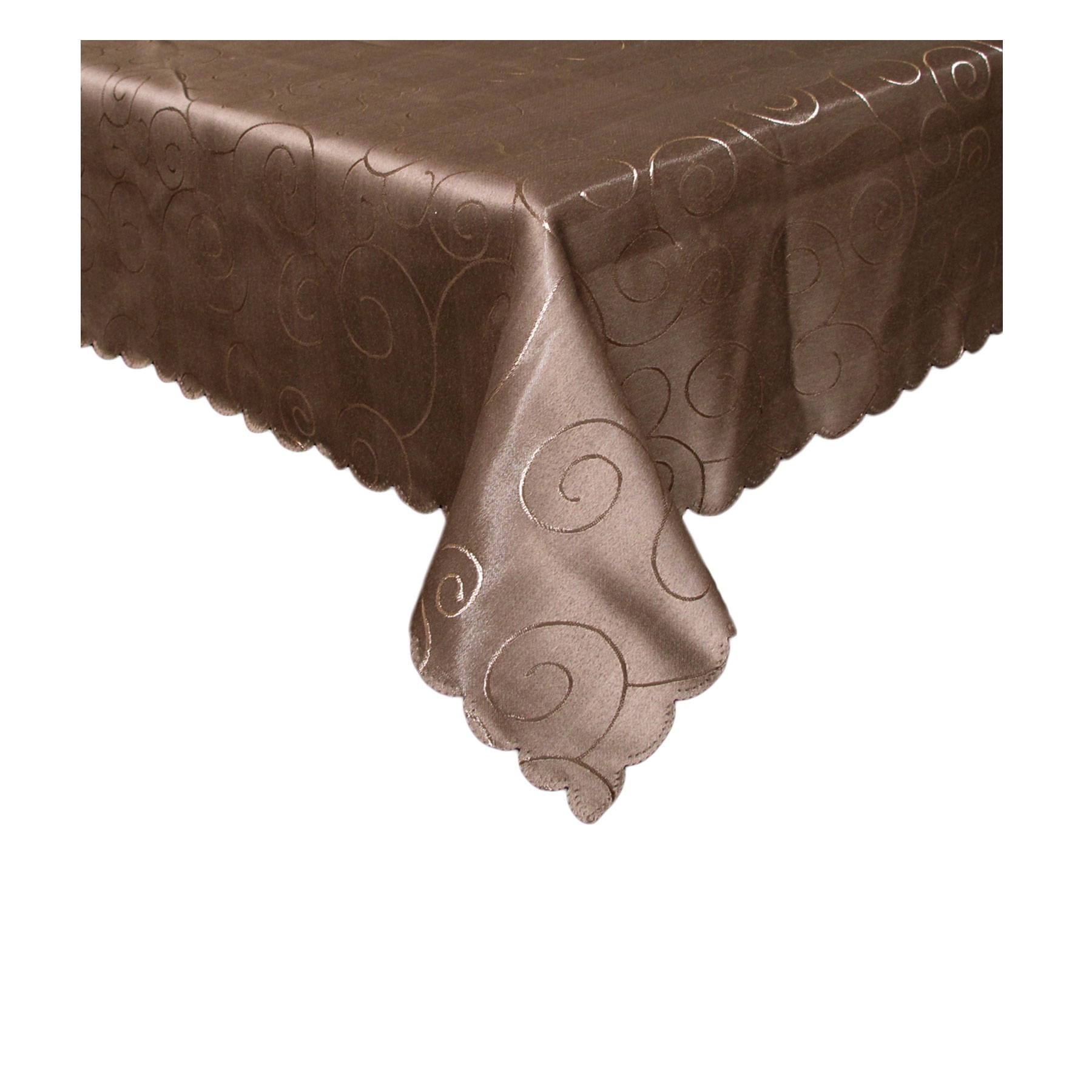 V442-GNA-TABLEC-SWIRLS180CM-CHOCOLATE-RD-141637-00 Jacquard Table Cloth Swirls Chocolate 180 cm Round - Image 1