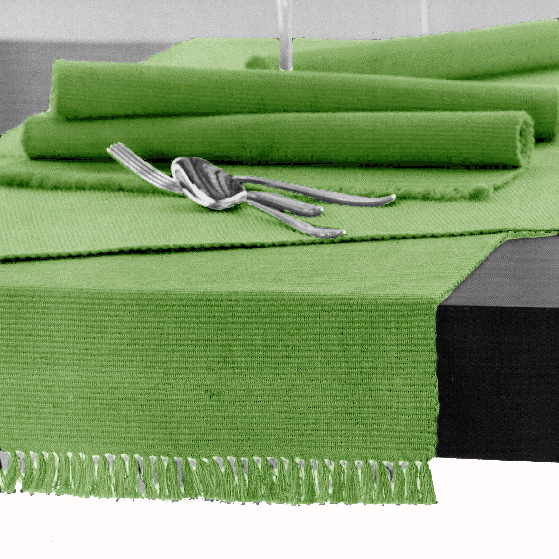 V442-GNA-TABLER-RIBBED-150CM-APPLEGREEN-143872-00 Hoydu Cotton Ribbed Table Runner 45cm x 150cm - APPLE GREEN - Image 1