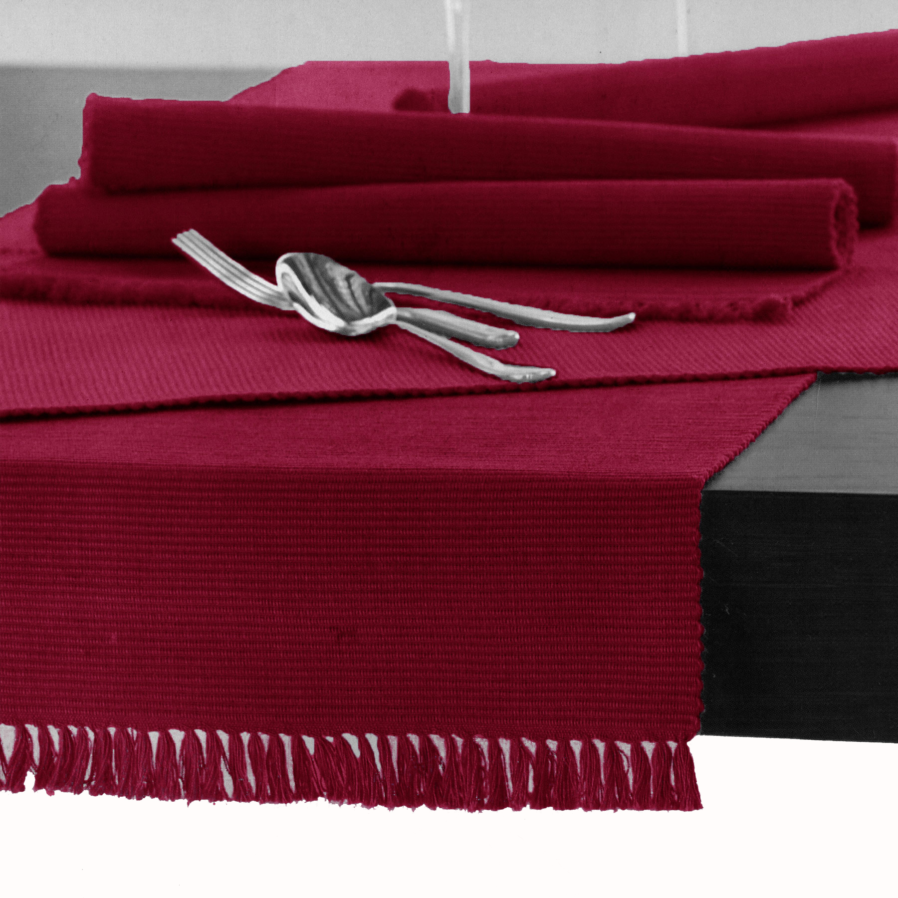 V442-GNA-TABLER-RIBBED-150CM-PERSIANRED-143842-00 Hoydu Cotton Ribbed Table Runner 45cm x 150cm - PERSIAN RED - Image 1
