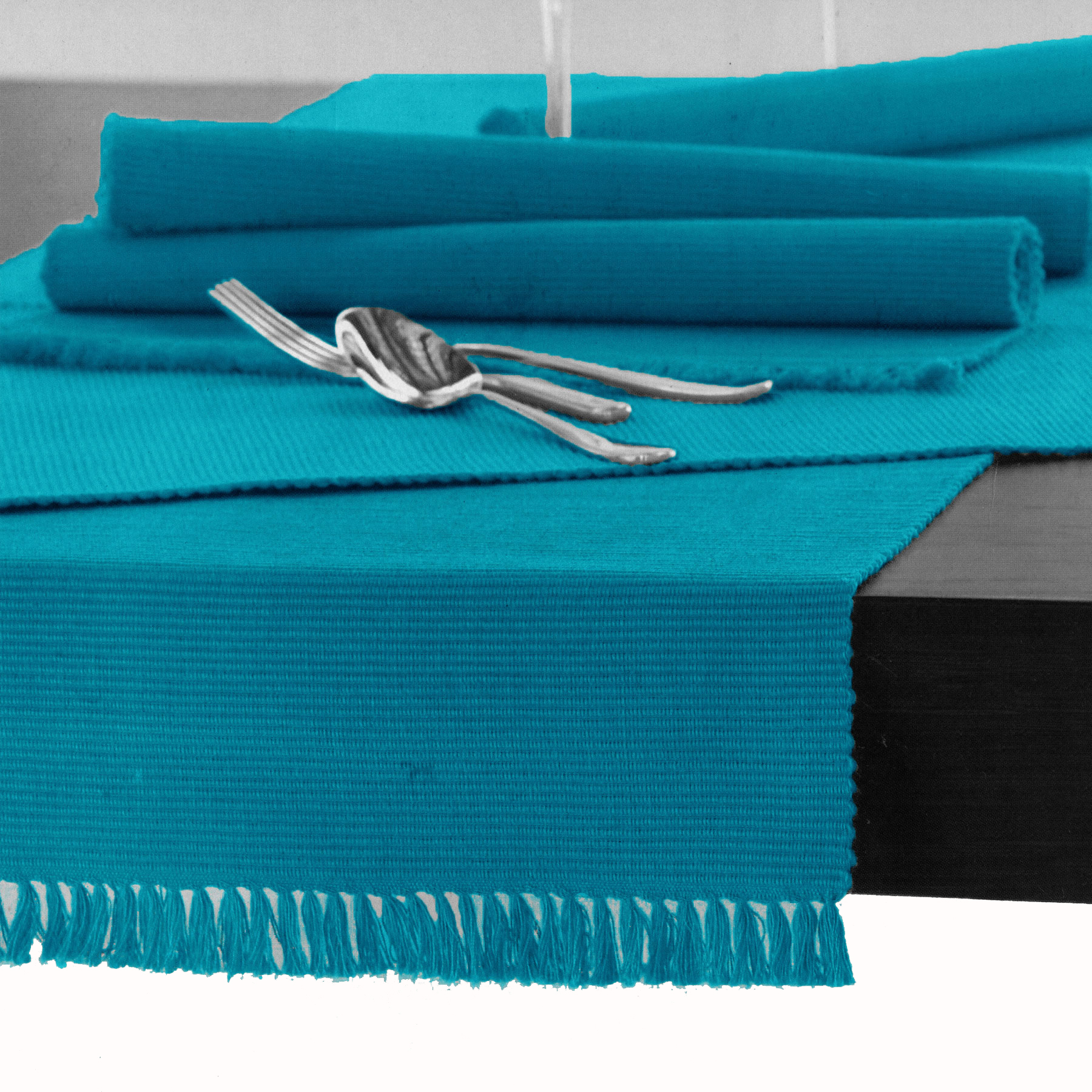 V442-GNA-TABLER-RIBBED-200CM-BLUEBIRD-213291-00 Hoydu Cotton Ribbed Table Runner 45cm x 200cm - BLUE BIRD - Image 1