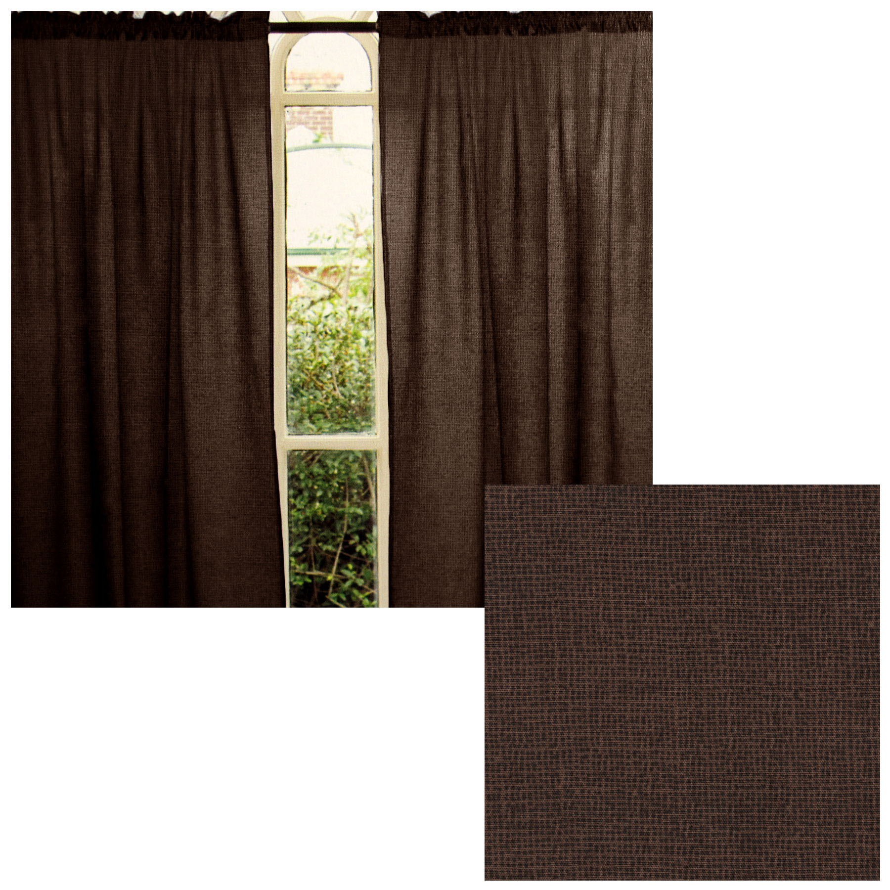 V442-HIN-CURTAIN-PRINTDOTS-CHOCOLATE-RE-83407-00 Pair of Polyester Cotton Rod Pocket Unlined Curtains 110 x 213 cm each Chocolate Dots - Image 1