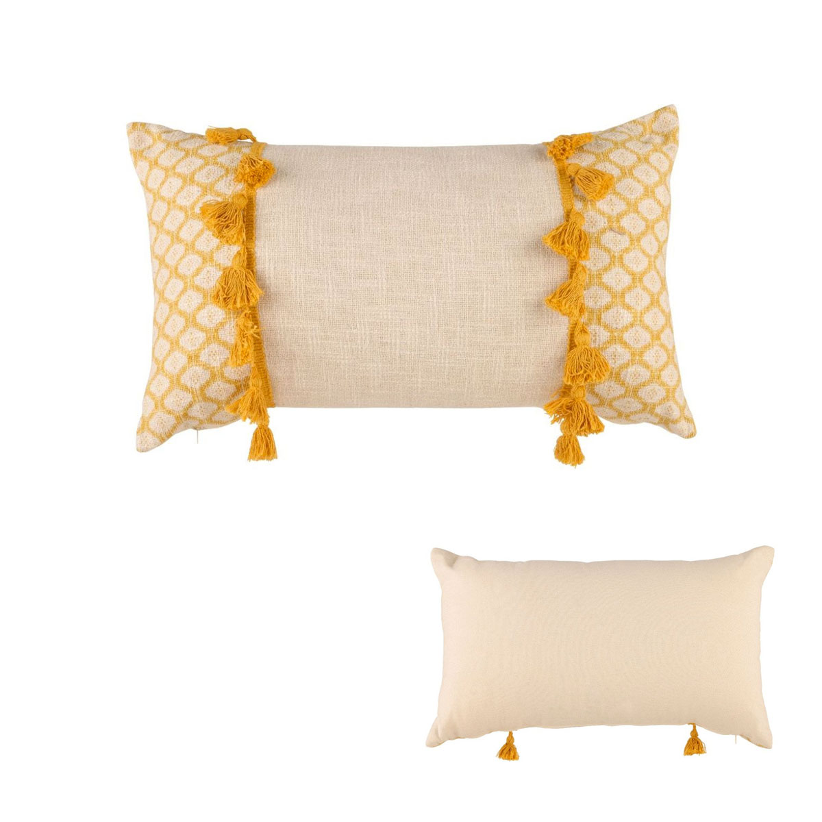 V442-HIN-CUSHION-ELENI-OCHRE-RE-83668-00 Accessorize Eleni Ochre Rectangular Filled Cushion 30cm x 50cm - Image 1