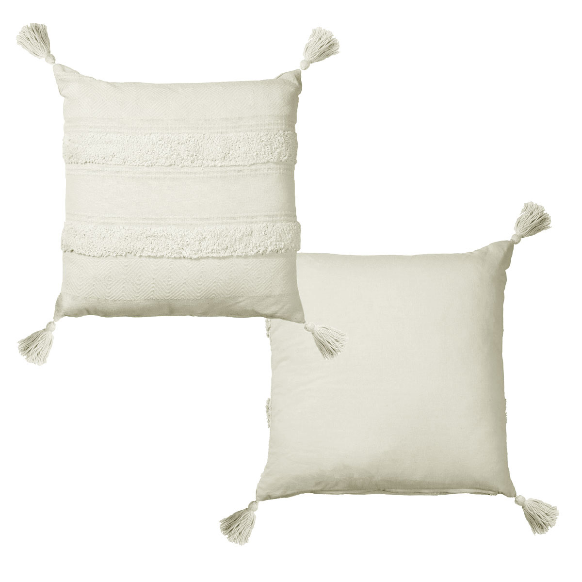 V442-HIN-CUSHION-INDRA-OFFWHITE-SQ-82442-00 Accessorize Indra Cotton Cover Filled Cushion - Off White - Image 1