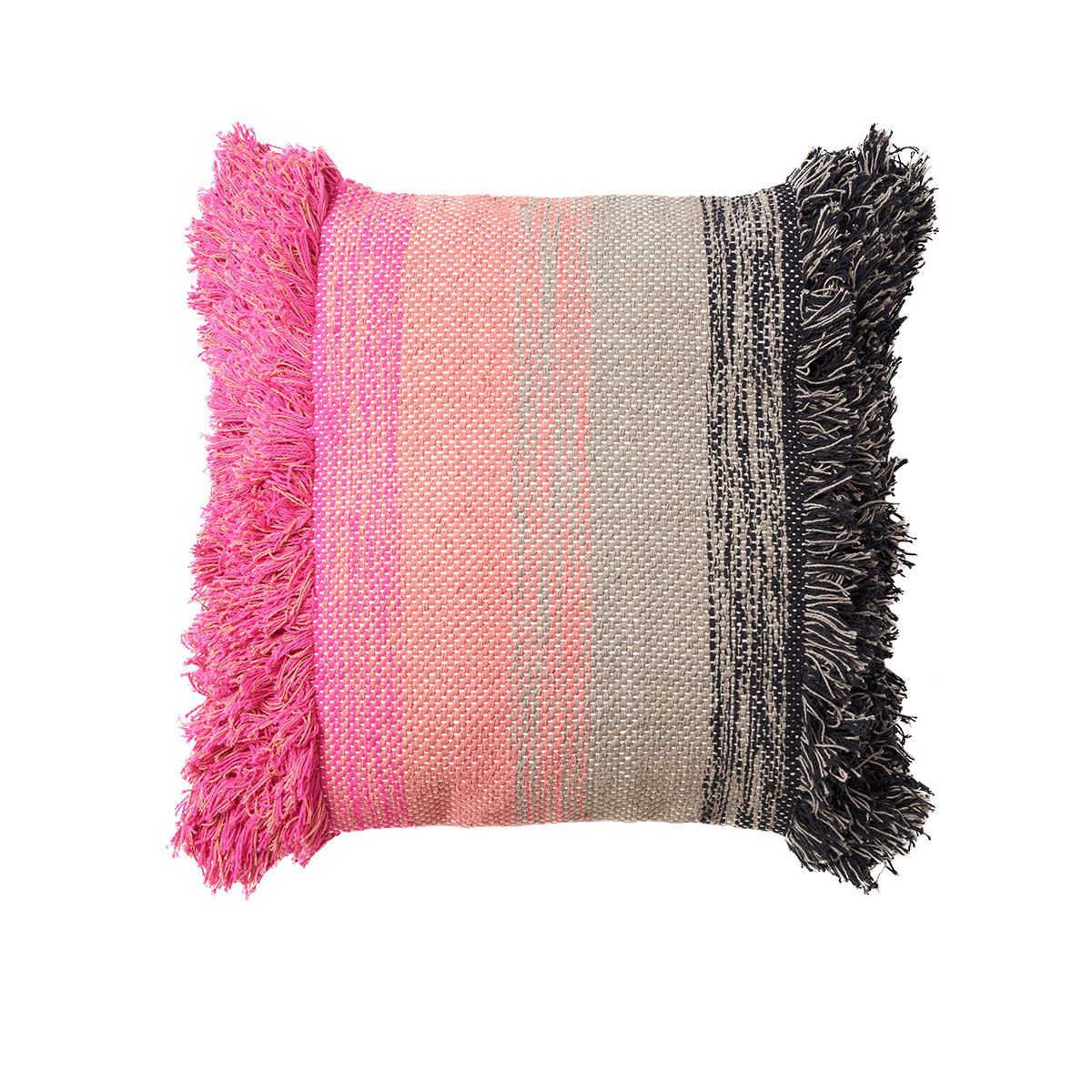 V442-HIN-CUSHION-LAYNE-BLACKDARKPINK-SQ-82907-00 Accessorize Layne Black Dark Pink Filled Square Cushion - Image 1