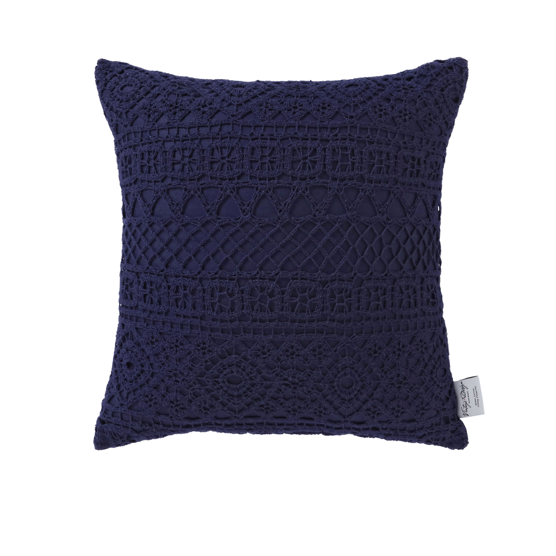 V442-HIN-CUSHIONC-TENILLE-ECLIPSE-SQ-82465-00 Vintage Design Homewares Tenille Eclipse Cotton Lace Cushion Cover - Image 1