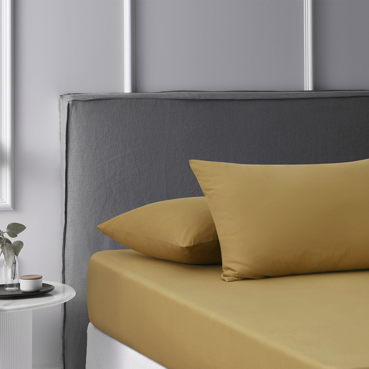 V442-HIN-FITTEDSS-WASHCOTTON-PECAN-KS-83609-00 Accessorize Pecan Washed Cotton Fitted Sheet Set King Single - Image 1