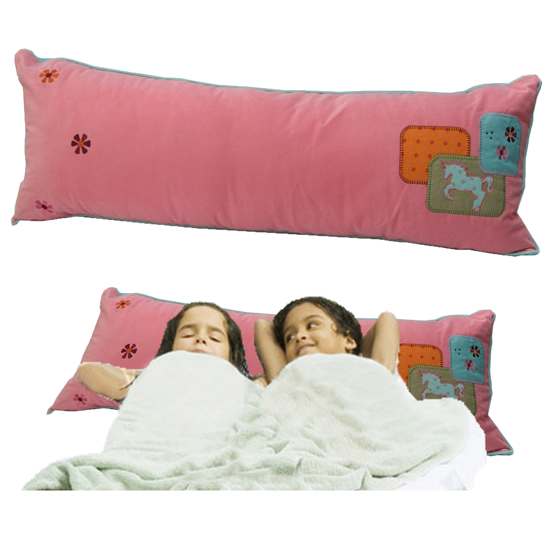 V442-HIN-PILLOW-BESTFRIENDS-BO-82387-00 Happy Kids Best Friend Double Pillow - 40cm x 110cm - Image 1