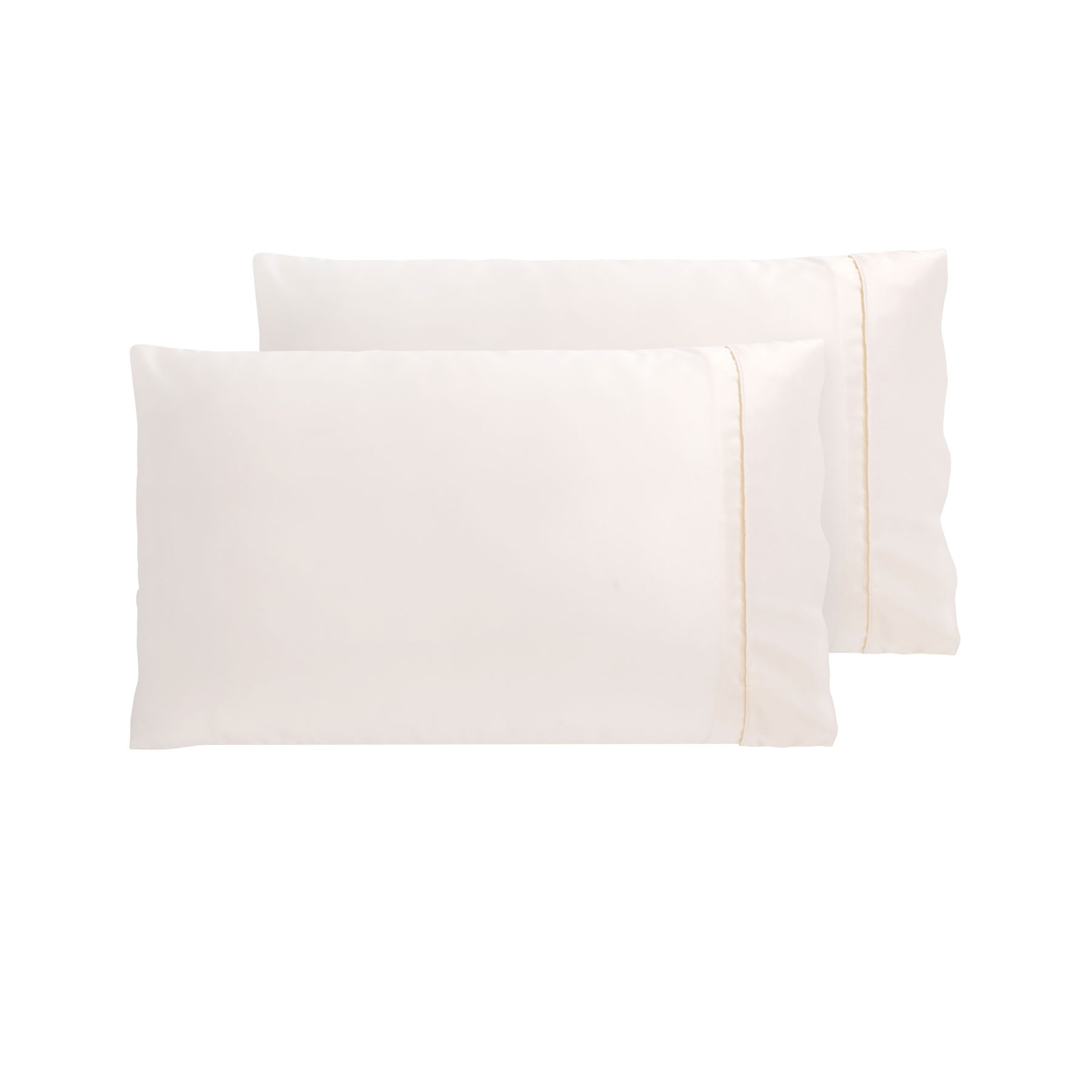 V442-HIN-PILLOWC-300TCSATIN-CREAM-ST-82384-00 Accessorize 300TC Deluxe Essentials Satin Standard Pillowcases Cream - Image 1