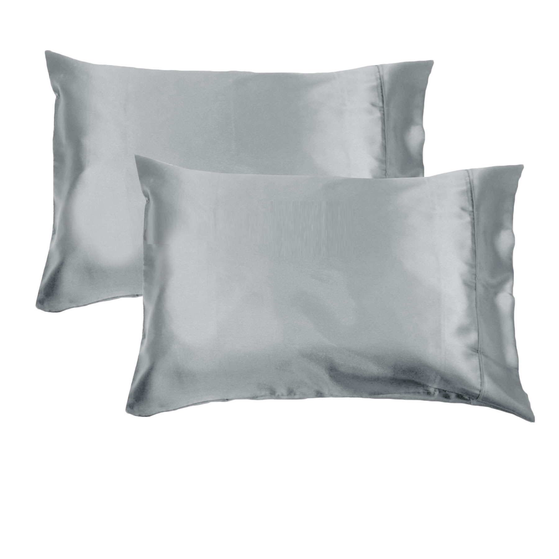 V442-HIN-PILLOWC-300TCSATIN-SILVER-ST-82383-00 Accessorize 300TC Deluxe Essentials Satin Standard Pillowcases Silver - Image 1