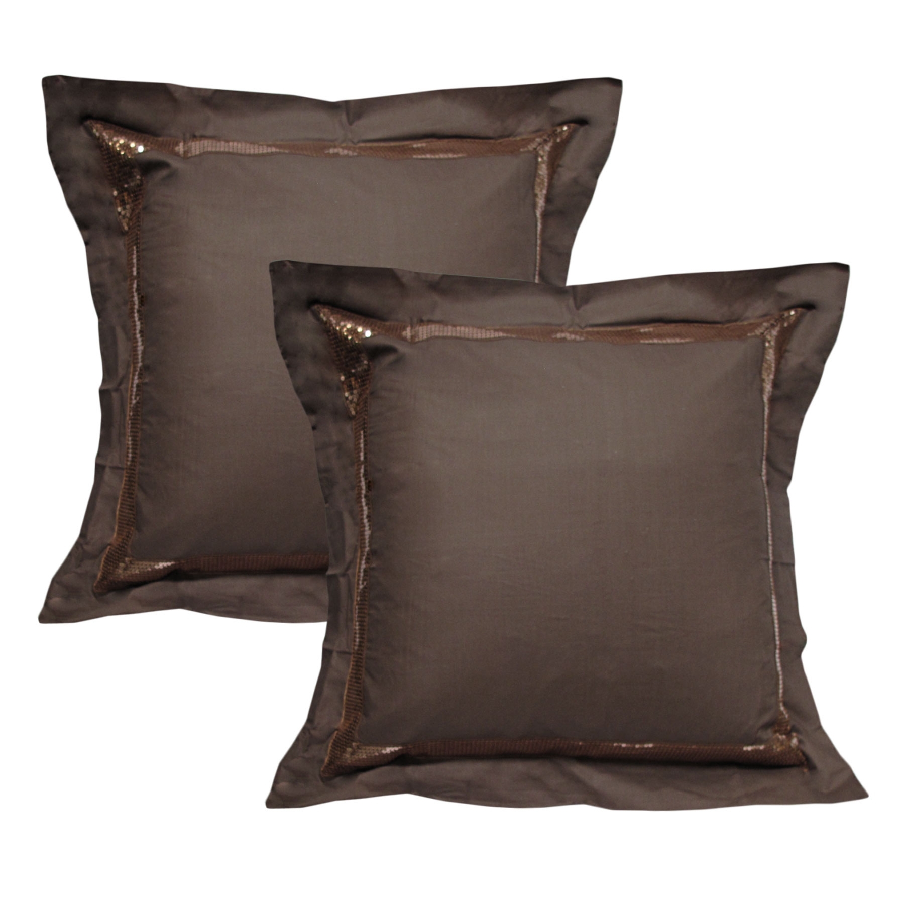 V442-HIN-PILLOWC-SEQUINS-CHOCOLATE-EU-82334-00 Accessorize Pair of Sequins Chocolate European Pillowcases 65 x 65 cm - Image 1