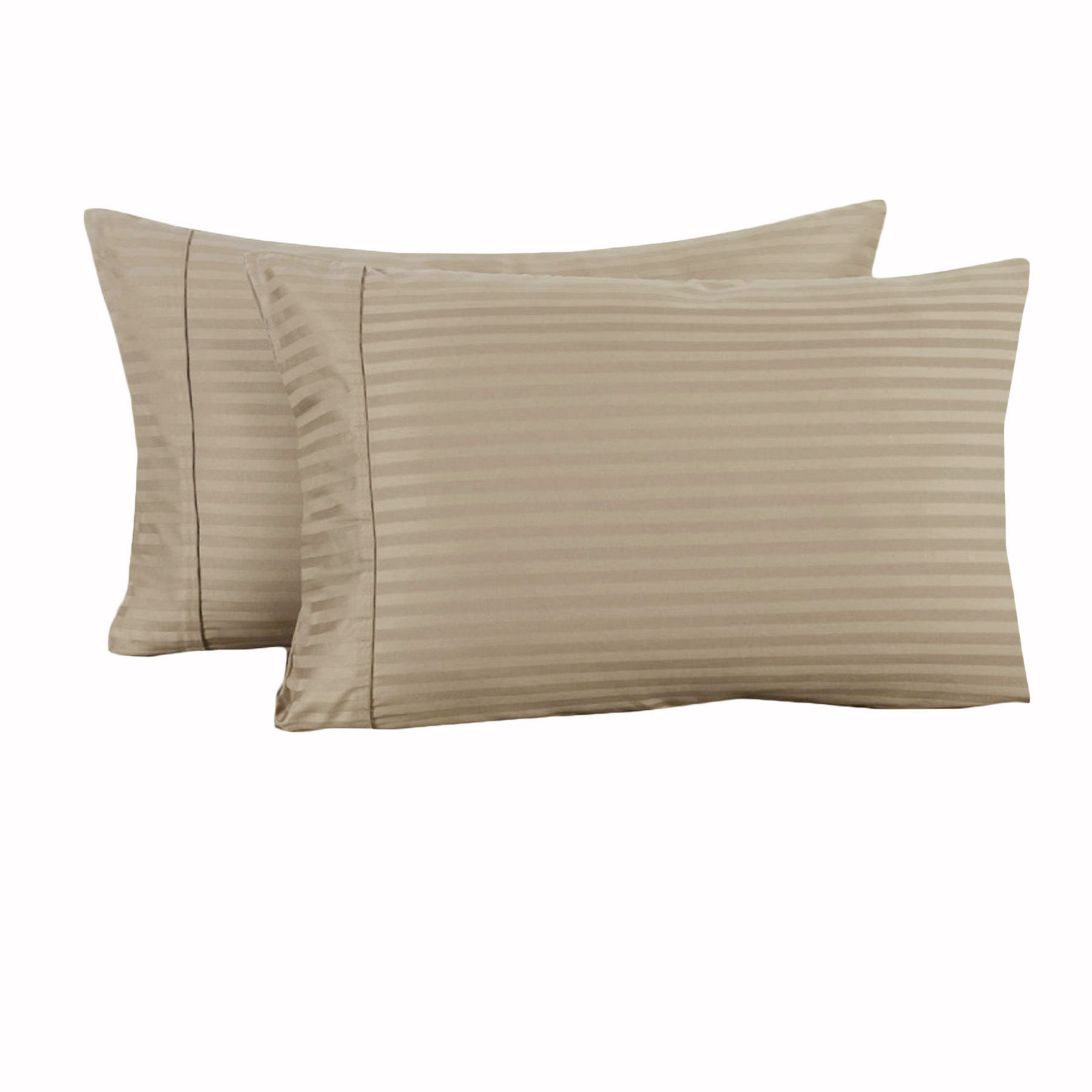 V442-HIN-PILLOWC-STRIPECUFFED-LINEN-ST-82326-00 Accessorize 325TC Pair of Cuffed Standard Pillowcases Linen - Image 1
