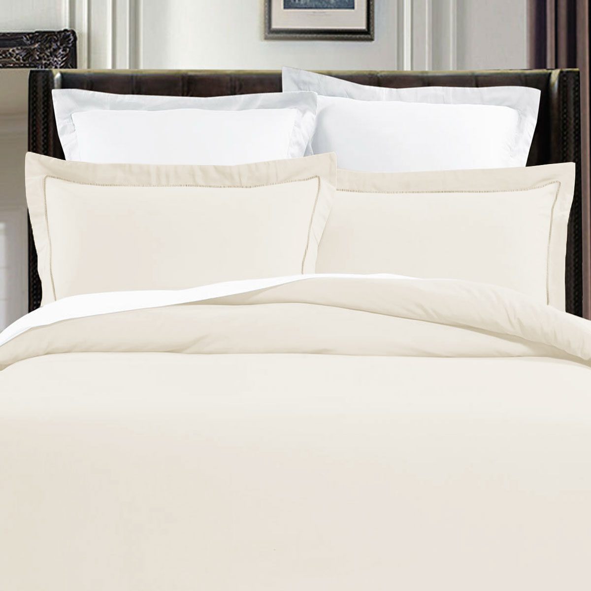 V442-HIN-QUILTCS-400TCPIMACOTTON-IVORY-KI-82919-00 Grand Aterlier Pima Cotton Ivory Quilt Cover Set King - Image 1