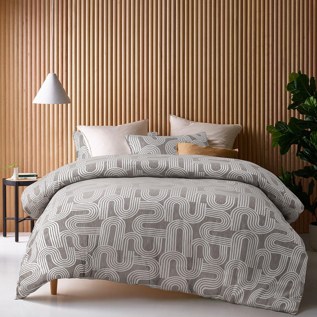 V442-HIN-QUILTCS-BRENT-GREY-QS-83425-00 Accessorize Brent Jacquard Quilt Cover Set Queen - Image 1