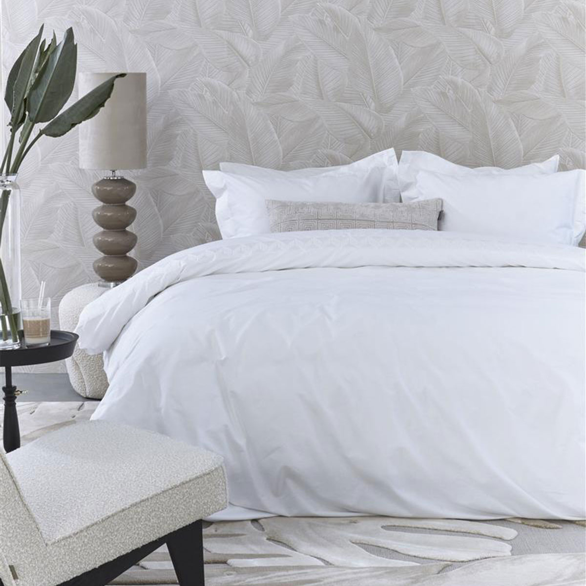 V442-HIN-QUILTCS-ELOWEN-WHITE-QS-83591-00 Riviera Maison Elowen White Cotton Quilt Cover Set Queen - Image 1