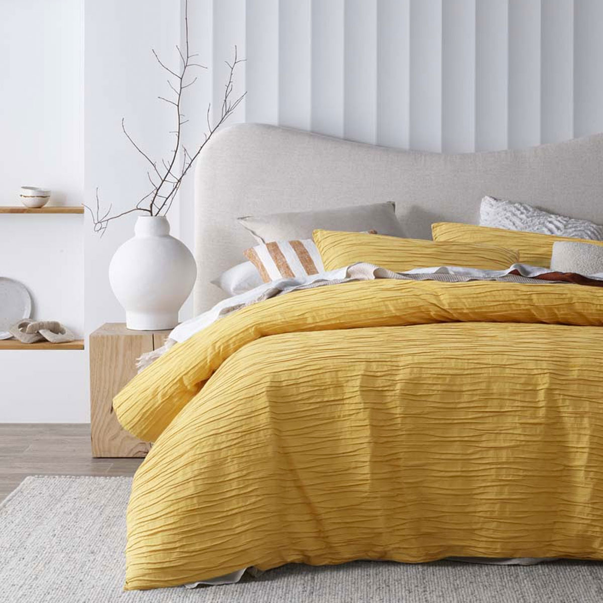 V442-HIN-QUILTCS-MALVERN-OCHRE-QS-83714-00 Vintage Design Homewares Malvern Ochre Cotton Quilt Cover Set Queen - Image 1