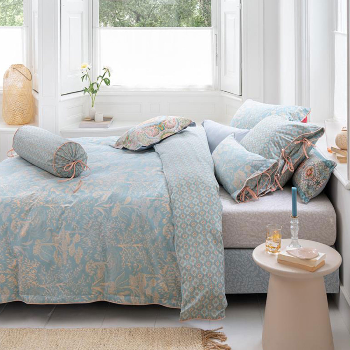 V442-HIN-QUILTCS-ORIGAMITREE-LIGHTBLUE-QS-82702-00 PIP Studio Origami Tree Light Blue Quilt Cover Set Queen - Image 1