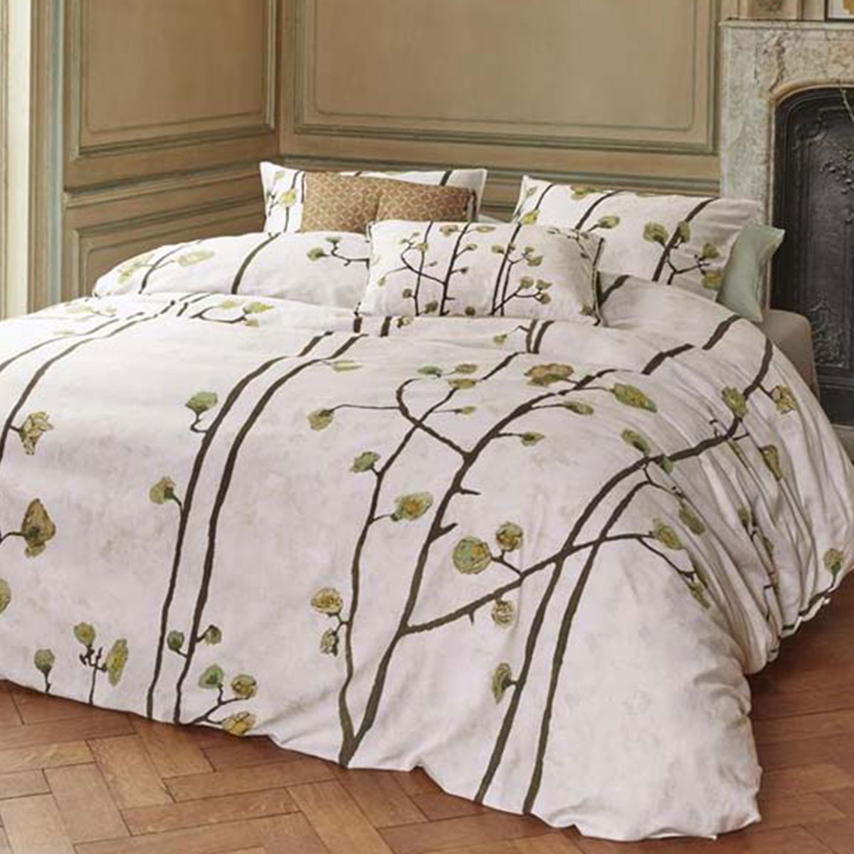 V442-HIN-QUILTCS-PLUMBLOSSOMS-SAND-KI-158452-00 Bedding House Van Gogh Plum Blossoms Sand Cotton Sateen Quilt Cover Set King - Image 1