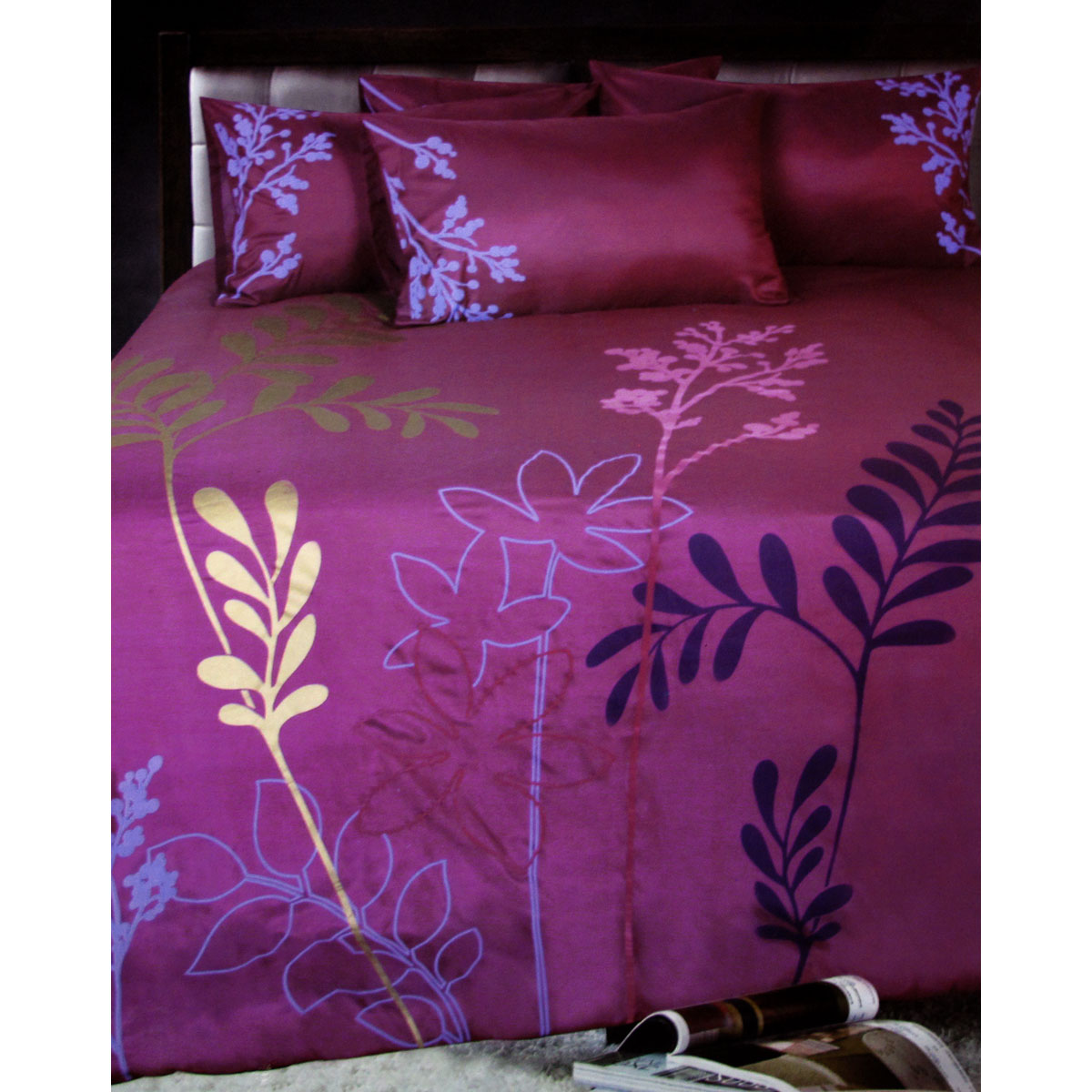 V442-HIN-QUILTCS-SAVANNAH-PLUM-KI-83302-00 Accessorize Savannah Plum Quilt Cover Set King - Image 1