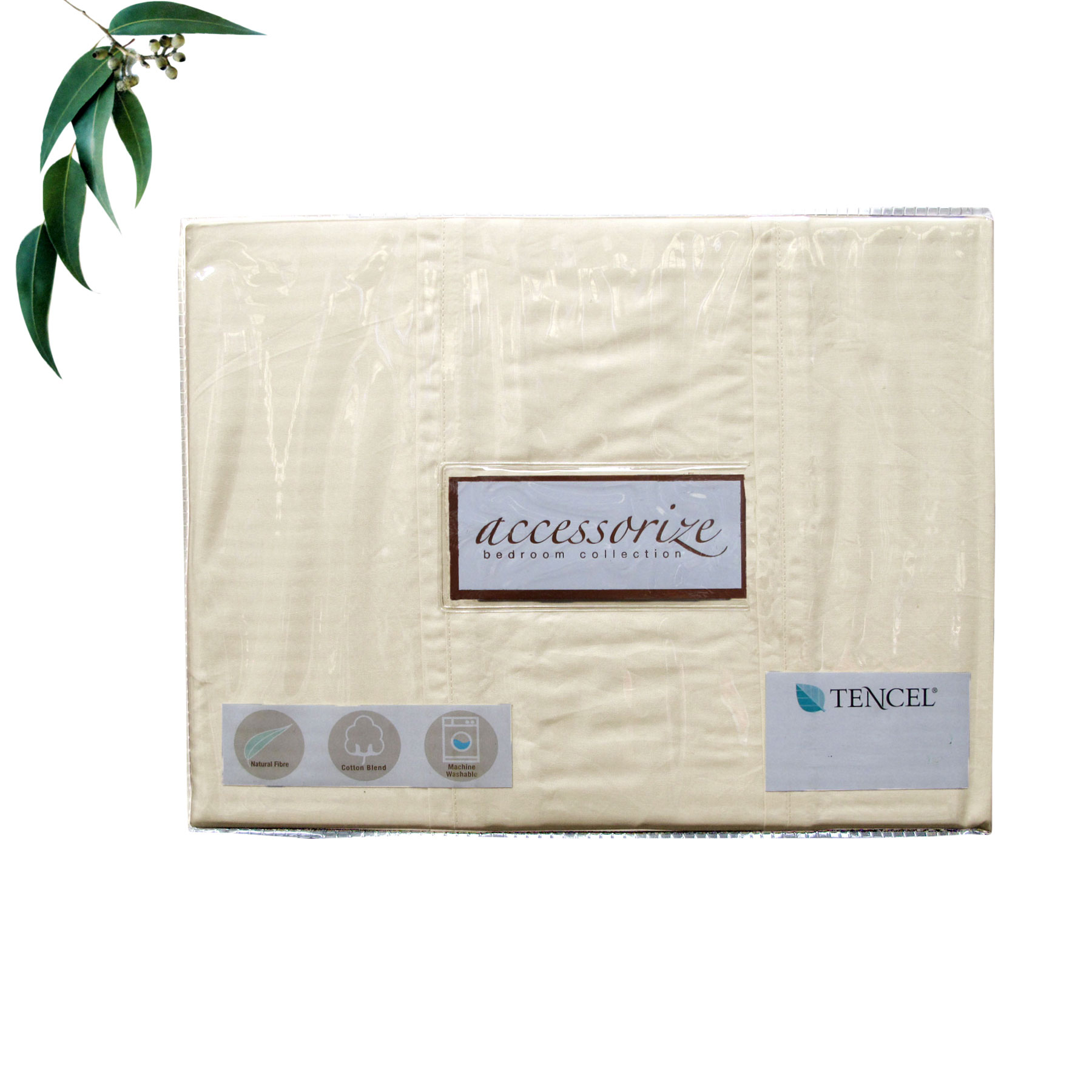 V442-HIN-QUILTCS-TENCELCOTTON-STONE-KI-83100-00 Accessorize Tencel Cotton Blend Quilt Cover Cream (Also Known as Stone) King - Image 1