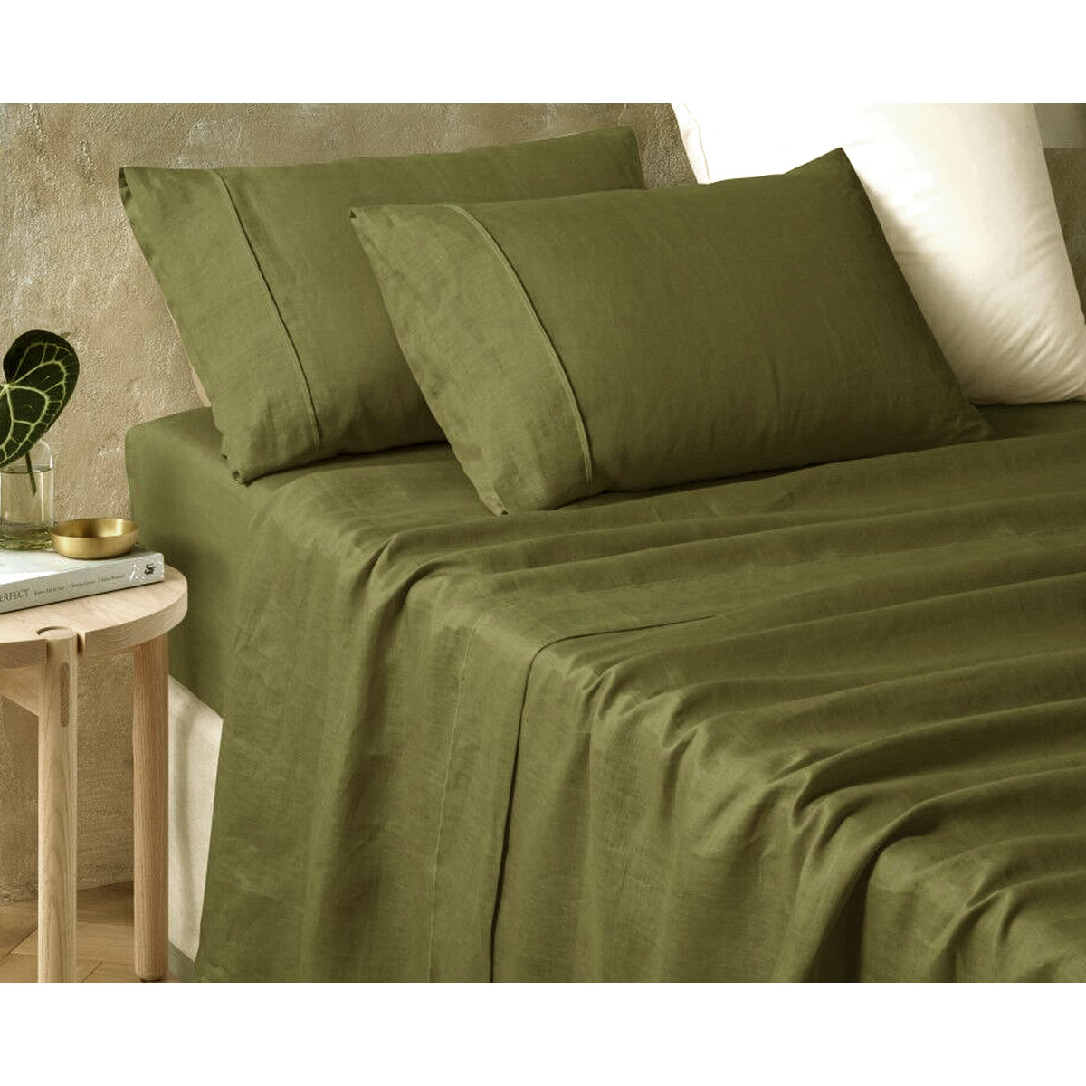 V442-HIN-SHEETS-HEMP-FERN-KI-83044-00 Vintage Design Homewares Hemp Fern Sheet Set King - Image 1